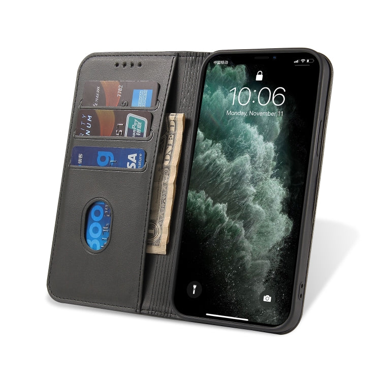 For iPhone 12 / 12 Pro Calf Texture Magnetic Horizontal Flip Leather Case with Holder & Card Slots & Wallet(Black) - iPhone 12 / 12 Pro Cases by buy2fix | Online Shopping UK | buy2fix