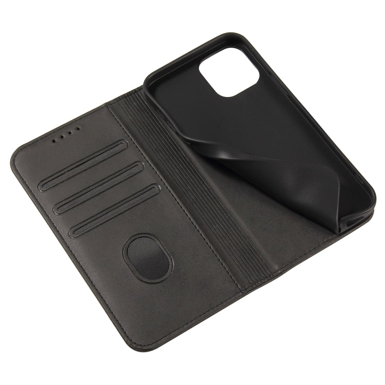 For iPhone 12 / 12 Pro Calf Texture Magnetic Horizontal Flip Leather Case with Holder & Card Slots & Wallet(Black) - iPhone 12 / 12 Pro Cases by buy2fix | Online Shopping UK | buy2fix