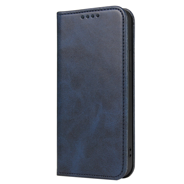 For iPhone 12 / 12 Pro Calf Texture Magnetic Horizontal Flip Leather Case with Holder & Card Slots & Wallet(Blue) - iPhone 12 / 12 Pro Cases by buy2fix | Online Shopping UK | buy2fix