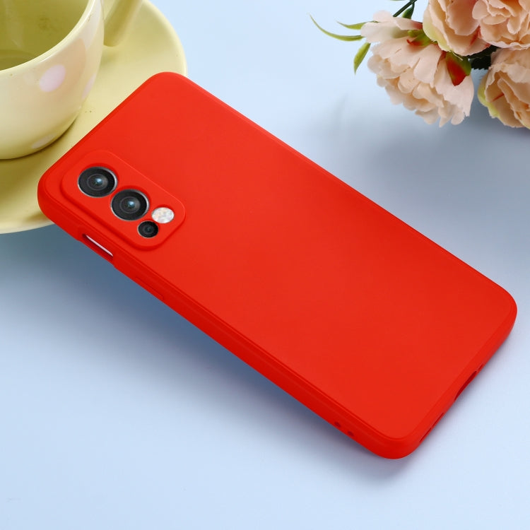 For OnePlus Nord 2 5G Solid Color Liquid Silicone Shockproof Full Coverage Protective Case(Red) - OnePlus Cases by buy2fix | Online Shopping UK | buy2fix