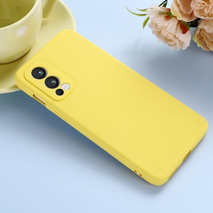 For OnePlus Nord 2 5G Solid Color Liquid Silicone Shockproof Full Coverage Protective Case(Yellow) - OnePlus Cases by buy2fix | Online Shopping UK | buy2fix