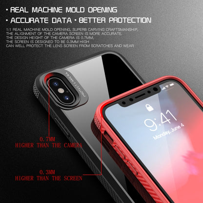 For iPhone X / XS MG Series Carbon Fiber TPU + Clear PC Four-corner Airbag Shockproof Case(Red) - More iPhone Cases by buy2fix | Online Shopping UK | buy2fix