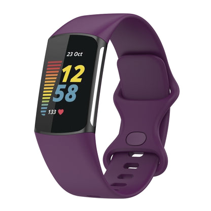 For Fitbit Charge 5 Silicone Watch Band, Size:S(Dark Purple) - Watch Bands by buy2fix | Online Shopping UK | buy2fix