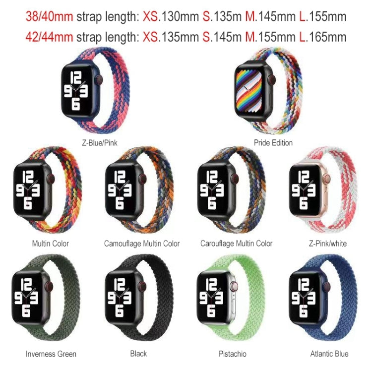 Small Waist Single Loop Nylon Braid Watch Band For Apple Watch Ultra 49mm&Watch Ultra 2 49mm / Series 9&8&7 45mm / SE 3&SE 2&6&SE&5&4 44mm / 3&2&1 42mm, Size:S 145mm(Pistachio) - Watch Bands by buy2fix | Online Shopping UK | buy2fix