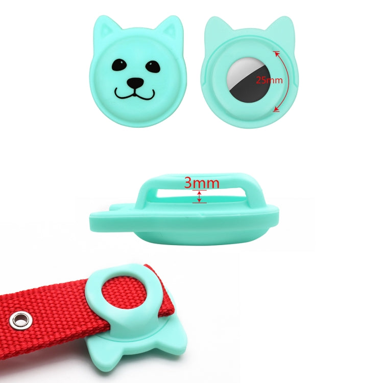 Hanhan Smiley Cute Cartoon Pet Collar Anti-lost Tracker Silicone Case For AirTag(Mint Green) - Pet Series by Mutural | Online Shopping UK | buy2fix