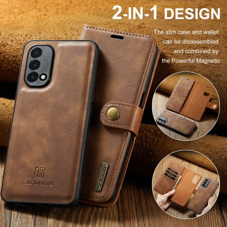 For OnePlus Nord 2 5G DG.MING Crazy Horse Texture Flip Detachable Magnetic Leather Case with Holder & Card Slots & Wallet(Brown) - OnePlus Cases by DG.MING | Online Shopping UK | buy2fix