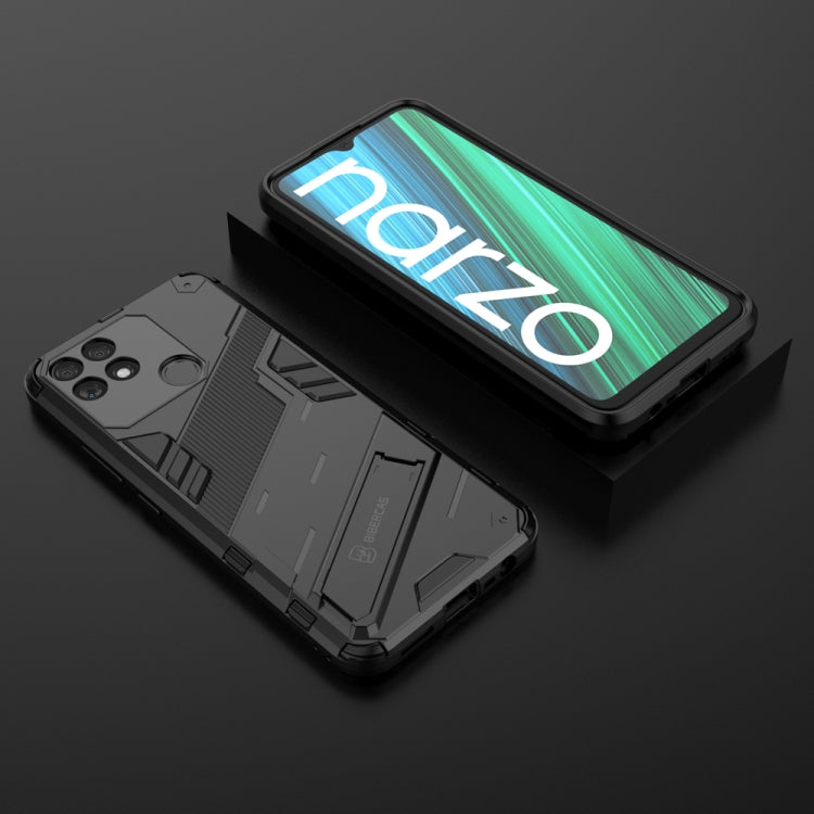 For OPPO Realme Narzo 50A Punk Armor 2 in 1 PC + TPU Shockproof Phone Case with Invisible Holder(Black) - Realme Cases by buy2fix | Online Shopping UK | buy2fix