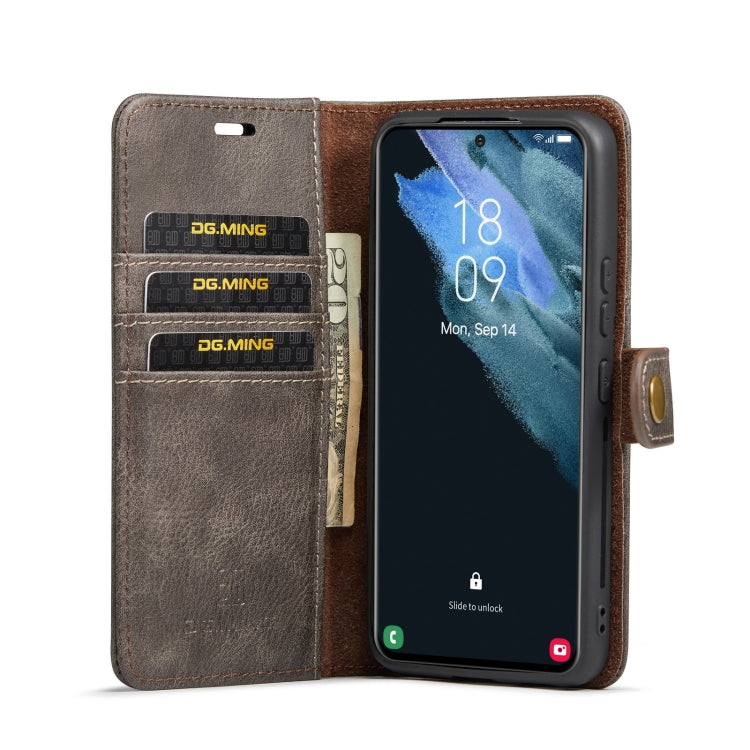 For Samsung Galaxy S22 5G DG.MING Crazy Horse Texture Detachable Magnetic Leather Phone Case(Grey) - Galaxy S22 5G Cases by DG.MING | Online Shopping UK | buy2fix