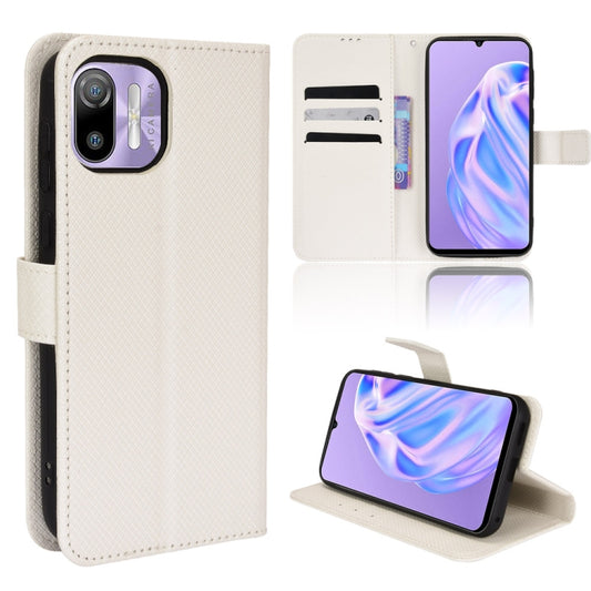 For Ulefone Note 6/ Note 6P Diamond Texture Leather Phone Case(White) - Ulefone Cases by buy2fix | Online Shopping UK | buy2fix