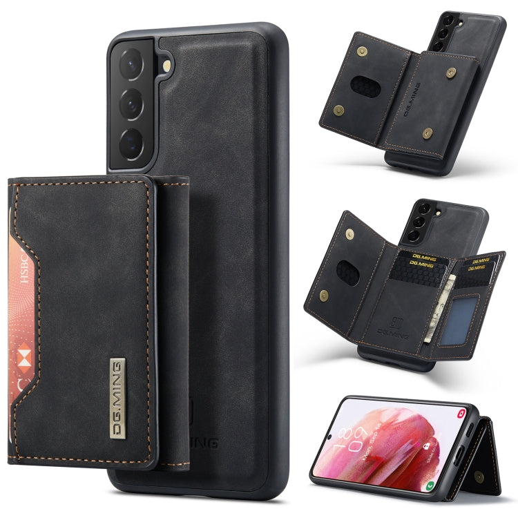 For Samsung Galaxy S22 5G DG.MING M2 Series 3-Fold Multi Card Bag Back Cover Phone Case(Black) - Galaxy S22 5G Cases by DG.MING | Online Shopping UK | buy2fix