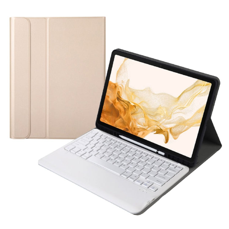 A800B Split Bluetooth Keyboard Leather Case with Holder & Pen Slot For Samsung Galaxy Tab S8+ X800(Gold) - Samsung Keyboard by buy2fix | Online Shopping UK | buy2fix