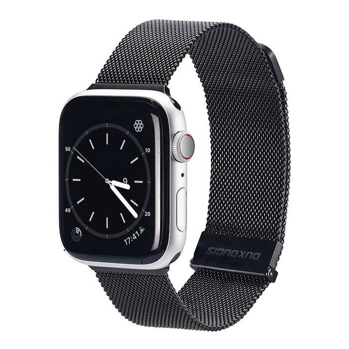 DUX DUCIS Milanese Watchband For Apple Watch Series 9&8&7 45mm / SE 3&SE 2&6&SE&5&4 44mm / 3&2&1 42mm(Black) - Watch Bands by DUX DUCIS | Online Shopping UK | buy2fix