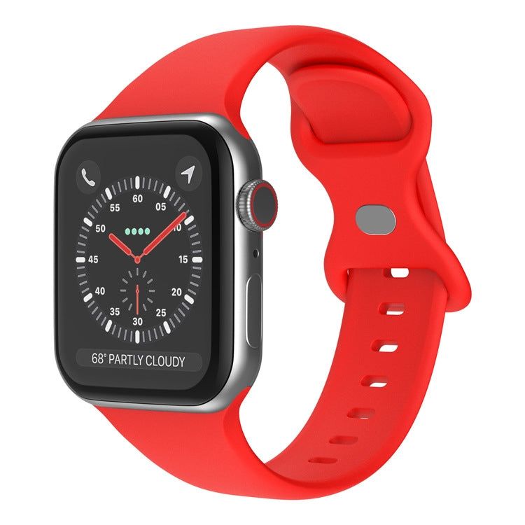 Butterfly Buckle Silicone Watch Band, Size: L For Apple Watch Ultra 49mm&Watch Ultra 2 49mm / Series 9&8&7 45mm / SE 3&SE 2&6&SE&5&4 44mm / 3&2&1 42mm(Red) - Watch Bands by buy2fix | Online Shopping UK | buy2fix