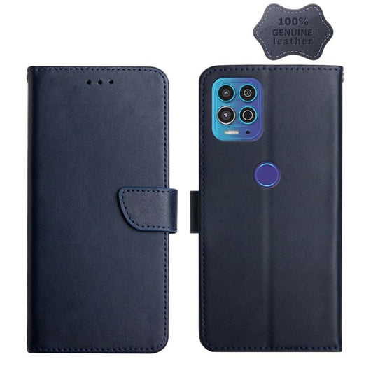 For Motorola Moto G100 Genuine Leather Fingerprint-proof Horizontal Flip Phone Case(Blue) - Motorola Cases by buy2fix | Online Shopping UK | buy2fix