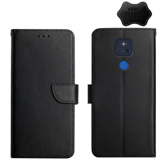 For Motorola Moto G Play 2021 Genuine Leather Fingerprint-proof Horizontal Flip Phone Case(Black) - Motorola Cases by buy2fix | Online Shopping UK | buy2fix