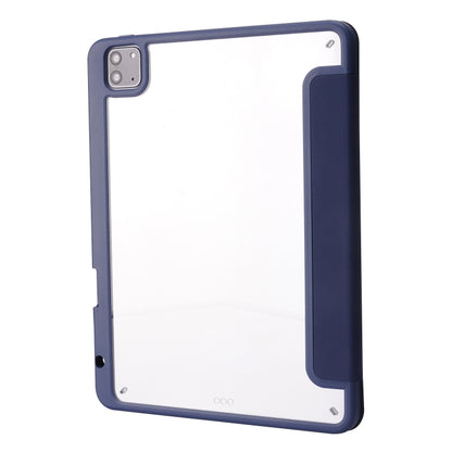 For iPad Air 13 2024 / iPad Pro 12.9 2022 / 2021 / 2020 / 2018 Deformation Transparent Acrylic Leather Tablet Case(Dark Blue) - iPad Pro 12.9 (2022/2021) Cases by buy2fix | Online Shopping UK | buy2fix