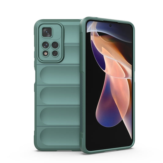 For Xiaomi Redmi Note 11 Pro 5G Chinese Magic Shield TPU + Flannel Phone Case(Dark Green) - Xiaomi Cases by buy2fix | Online Shopping UK | buy2fix