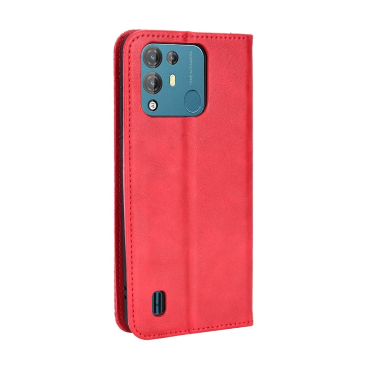 For Blackview A55 Pro Magnetic Buckle Retro Texture Leather Phone Case(Red) - More Brand by buy2fix | Online Shopping UK | buy2fix