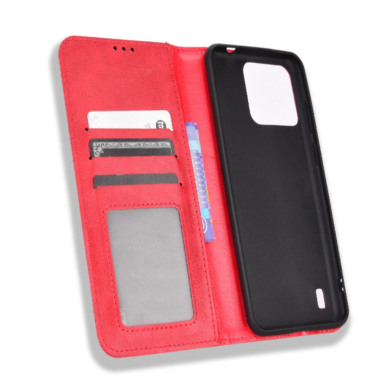 For Blackview A55 Pro Magnetic Buckle Retro Texture Leather Phone Case(Red) - More Brand by buy2fix | Online Shopping UK | buy2fix