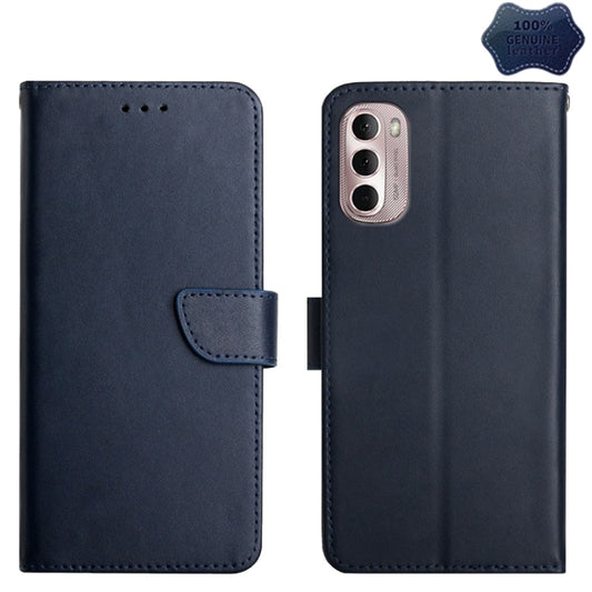 For Motorola Moto G Stylus 4G 2022 Genuine Leather Fingerprint-proof Horizontal Flip Phone Case(Blue) - Motorola Cases by buy2fix | Online Shopping UK | buy2fix