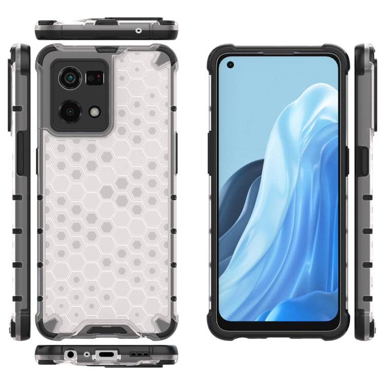 For OPPO Reno7 4G Shockproof Honeycomb PC + TPU Phone Case(White) - OPPO Cases by buy2fix | Online Shopping UK | buy2fix