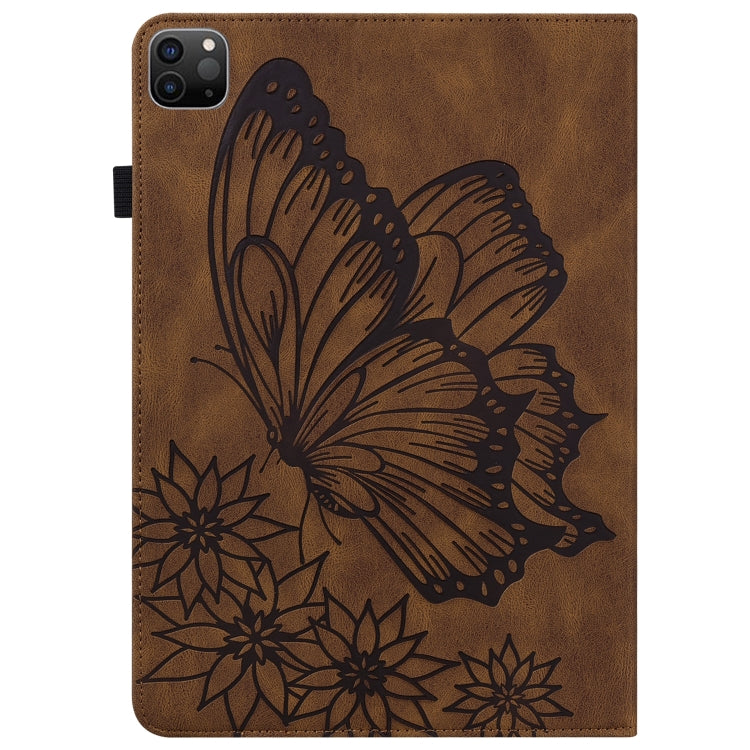 For iPad Pro 11 2022 / 2021 / 2020 / Air 2020 10.9 / 11 2024 Big Butterfly Embossed Smart Leather Tablet Case(Brown) - iPad Pro 11 (2022/2021) Cases by buy2fix | Online Shopping UK | buy2fix