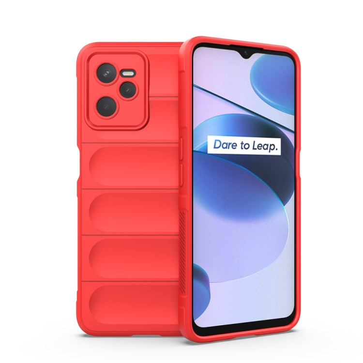 For OPPO Realme C35 Magic Shield TPU + Flannel Phone Case(Red) - Realme Cases by buy2fix | Online Shopping UK | buy2fix