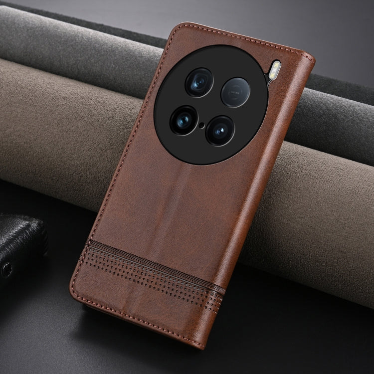 For vivo X100 Ultra AZNS Magnetic Calf Texture Leather Phone Case(Dark Brown) - vivo Cases by AZNS | Online Shopping UK | buy2fix