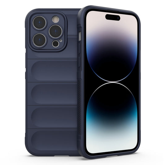 For iPhone 14 Pro Magic Shield TPU + Flannel Phone Case(Dark Blue) - iPhone 14 Pro Cases by buy2fix | Online Shopping UK | buy2fix