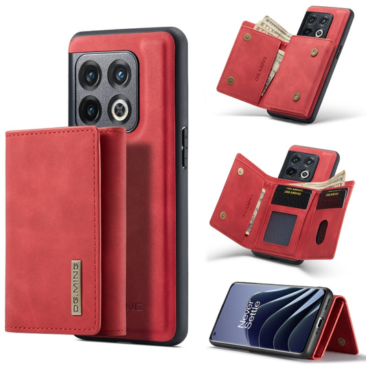 For OnePlus 10 Pro DG.MING M1 Series 3-Fold Multi Card Wallet + Magnetic Phone Case(Red) - OnePlus Cases by DG.MING | Online Shopping UK | buy2fix