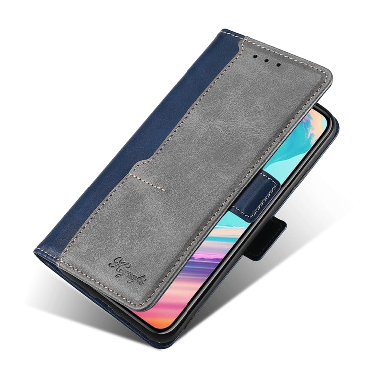 For Doogee X96 Pro Contrast Color Side Buckle Leather Phone Case(Blue + Grey) - Doogee Cases by buy2fix | Online Shopping UK | buy2fix