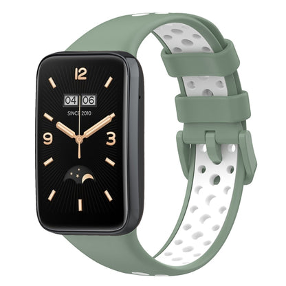 For Xiaomi Mi Band 7 Pro Breathable Sports TPU Watch Band(Green+White) - Watch Bands by buy2fix | Online Shopping UK | buy2fix