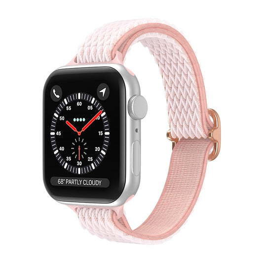 Wave Small Waist Nylon Watch Band For Apple Watch Ultra 49mm&Watch Ultra 2 49mm / Series 9&8&7 45mm / SE 3&SE 2&6&SE&5&4 44mm / 3&2&1 42mm(Pink) - Watch Bands by buy2fix | Online Shopping UK | buy2fix