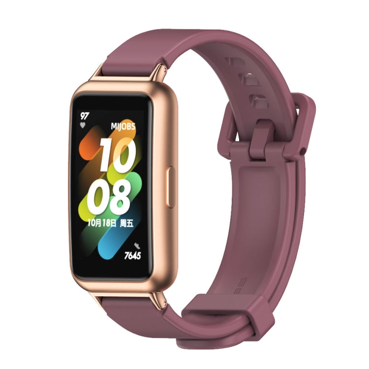 For Huawei Band 7 / 7 NFC MIJOBS Breathable Silicone Watch Band(Wine Red Rose Gold) - Watch Bands by MIJOBS | Online Shopping UK | buy2fix