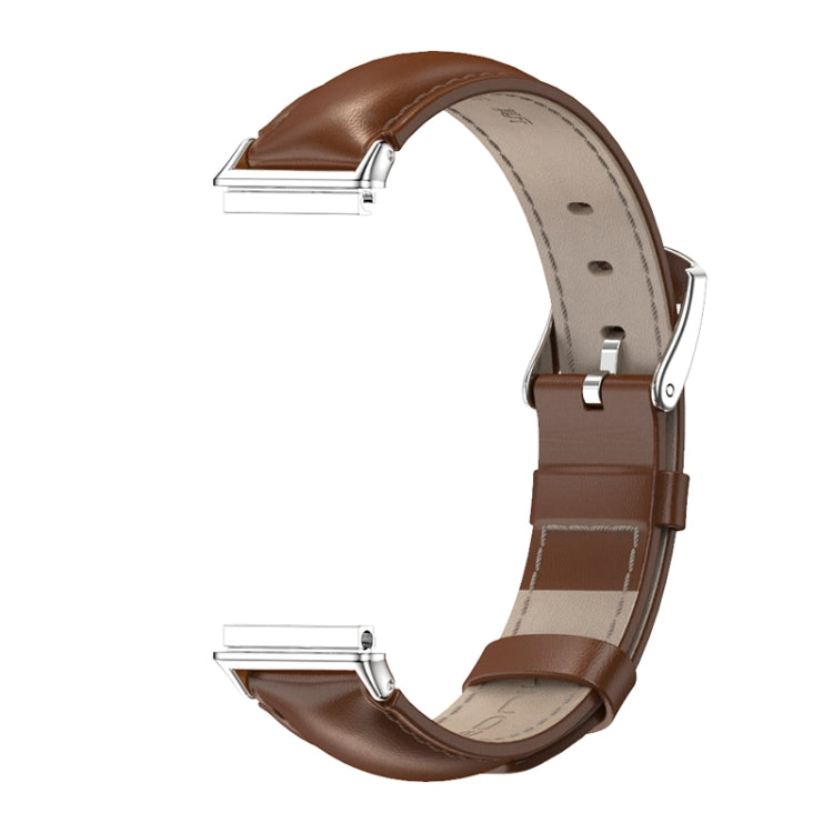 For Huawei Band 7 / 7 NFC MIJOBS Cowhide Leather Watch Band(Brown Silver) - Watch Bands by MIJOBS | Online Shopping UK | buy2fix