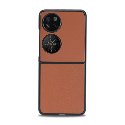 For Huawei P50 Pocket Plain Skin Litchi Texture Phone Case(Brown) - Ulefone Cases by buy2fix | Online Shopping UK | buy2fix