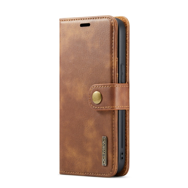 For iPhone 14 DG.MING Crazy Horse Texture Detachable Magnetic Leather Case(Brown) - iPhone 14 Cases by DG.MING | Online Shopping UK | buy2fix