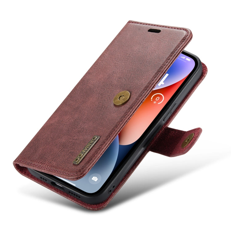 For iPhone 14 Plus DG.MING Crazy Horse Texture Detachable Magnetic Leather Case(Red) - iPhone 14 Plus Cases by DG.MING | Online Shopping UK | buy2fix