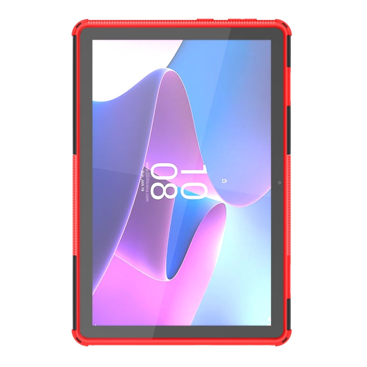 For Lenovo Tab M10 3rd Gen Tire Texture TPU + PC Tablet Case with Holder(Red) - Lenovo by buy2fix | Online Shopping UK | buy2fix