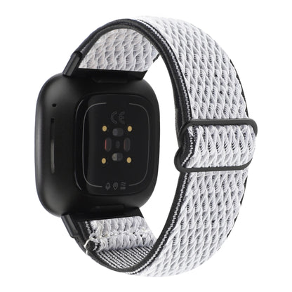 For Fitbit Versa 4 / Sense 2 Universal Wave Nylon Watch Band(White Black) - Watch Bands by buy2fix | Online Shopping UK | buy2fix