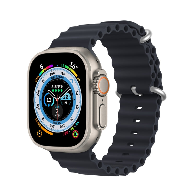 DUX DUCIS Sea Wave Silicone Watch Band For Apple Watch Series 8&7 41mm / SE 2&6&SE&5&4 40mm / 3&2&1 38mm(Midnight) - Watch Bands by DUX DUCIS | Online Shopping UK | buy2fix