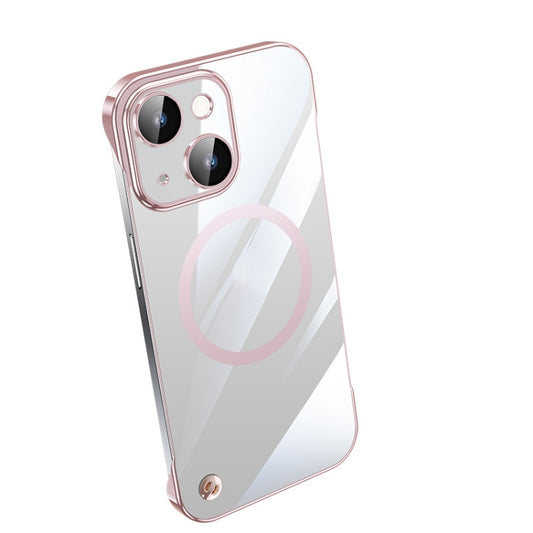 For iPhone 14 Plus Electroplating Frameless Magsafe Magnetic PC Phone Case(Pink) - iPhone 14 Plus Cases by buy2fix | Online Shopping UK | buy2fix