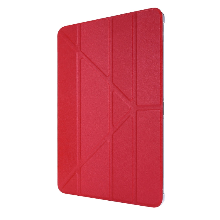 For iPad Air 13 2024 / Pro 12.9 2020 Silk Texture Horizontal Deformation Flip Leather Tablet Case with Three-folding Holder(Red) - iPad Pro 12.9 (2020) Cases by buy2fix | Online Shopping UK | buy2fix