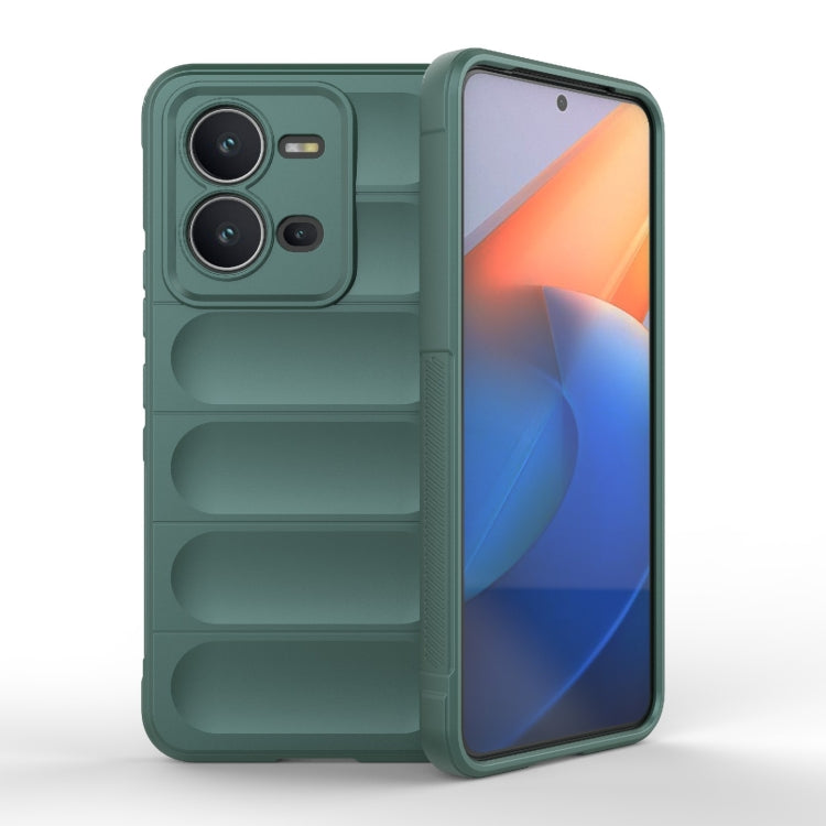 For vivo V25 5G Global Magic Shield TPU + Flannel Phone Case(Dark Green) - vivo Cases by buy2fix | Online Shopping UK | buy2fix