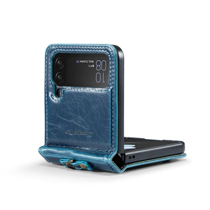 For Samsung Galaxy Z Flip4 CaseMe 003 Crazy Horse Texture Leather Phone Case with Lanyard(Blue) - Galaxy Z Flip4 5G Cases by CaseMe | Online Shopping UK | buy2fix