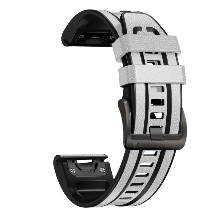 For Garmin Fenix 7 Quick Release Silicone Leather Watch Band(White) - Watch Bands by buy2fix | Online Shopping UK | buy2fix