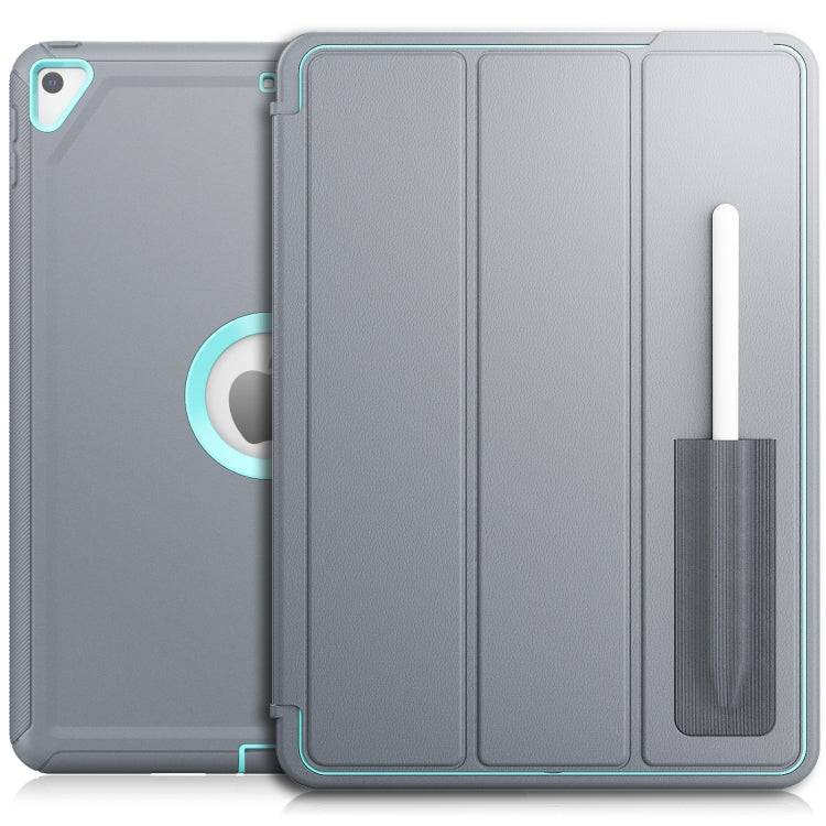 For iPad 10.2 2021 / 2020 / 2019 / Air 10.5 2019 3-Fold Amor Shockproof Smart Tablet Case(Grey Light Blue) - iPad 10.2 Cases by buy2fix | Online Shopping UK | buy2fix