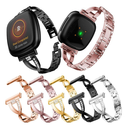 For Fitbit Versa 4 / Sense 2 Universal  Diamond Metal Watch Band(Black) - Watch Bands by buy2fix | Online Shopping UK | buy2fix