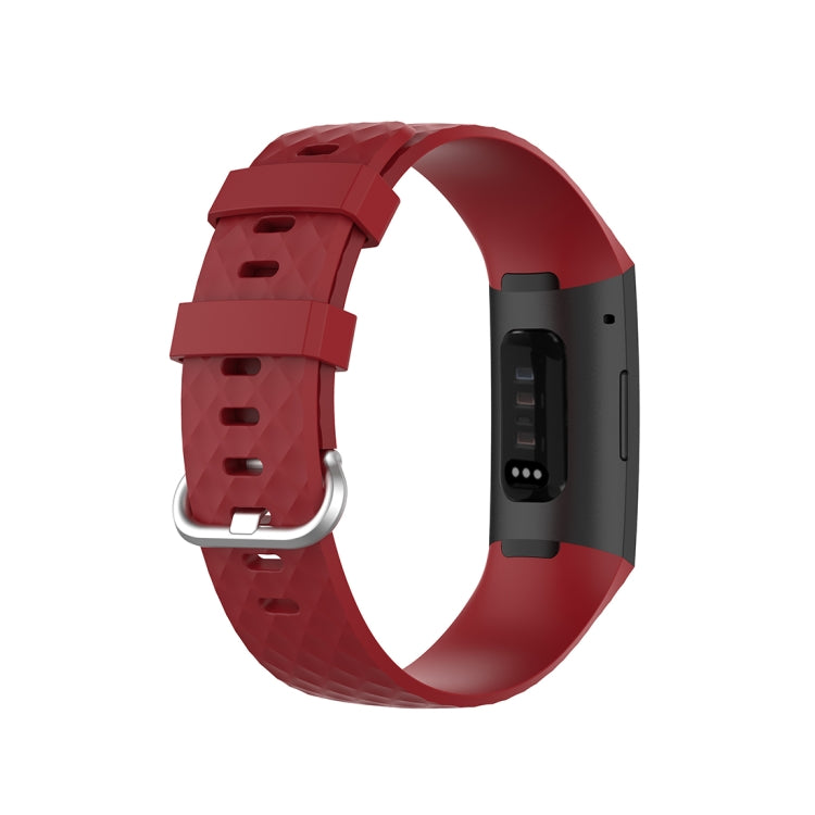 18mm Silver Color Buckle TPU Wrist Strap Watch Band for Fitbit Charge 4 / Charge 3 / Charge 3 SE, Size: S(Red) - Watch Bands by buy2fix | Online Shopping UK | buy2fix