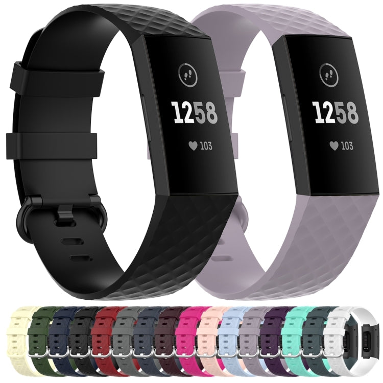 18mm Silver Color Buckle TPU Wrist Strap Watch Band for Fitbit Charge 4 / Charge 3 / Charge 3 SE, Size: S(Rose Red) - Watch Bands by buy2fix | Online Shopping UK | buy2fix